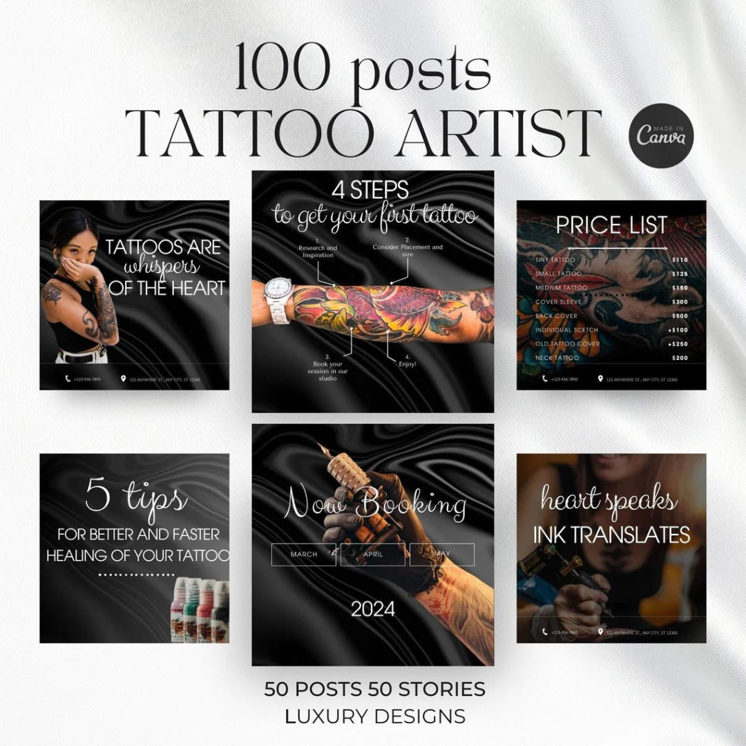 x100 Social Media Posts Templates For Tattoo Artists