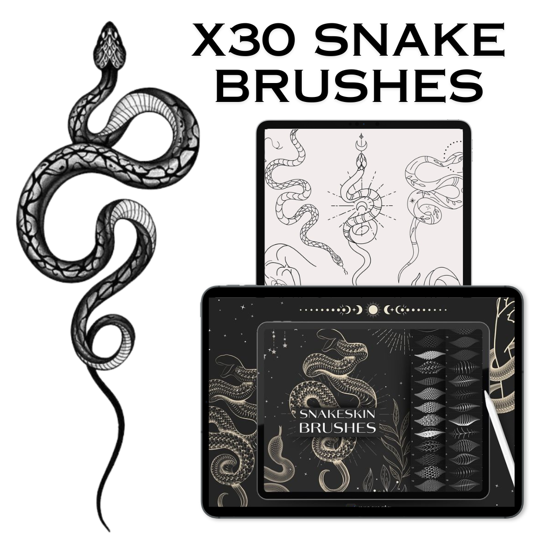 x30 Unique Snake Brushes for Procreate