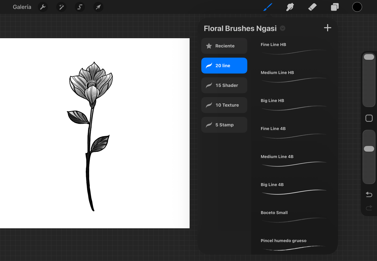50 Floral Brush Set – Procreate Brushes for Fine Line Botanical Tattoos