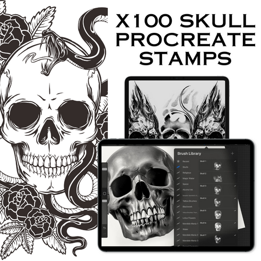 x100 Skull Procreate Stamps