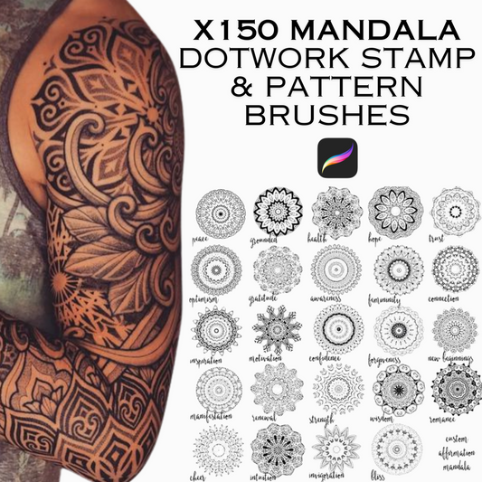 x150 Mandala Dotwork Stamp & Pattern Brushes